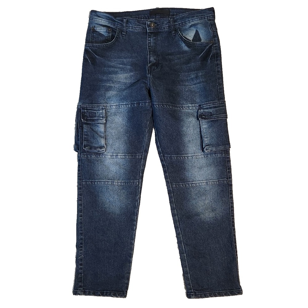 GS-115 Premium wide Denim Blue Jeans Youth Size 16 Cargo Jeans Pockets